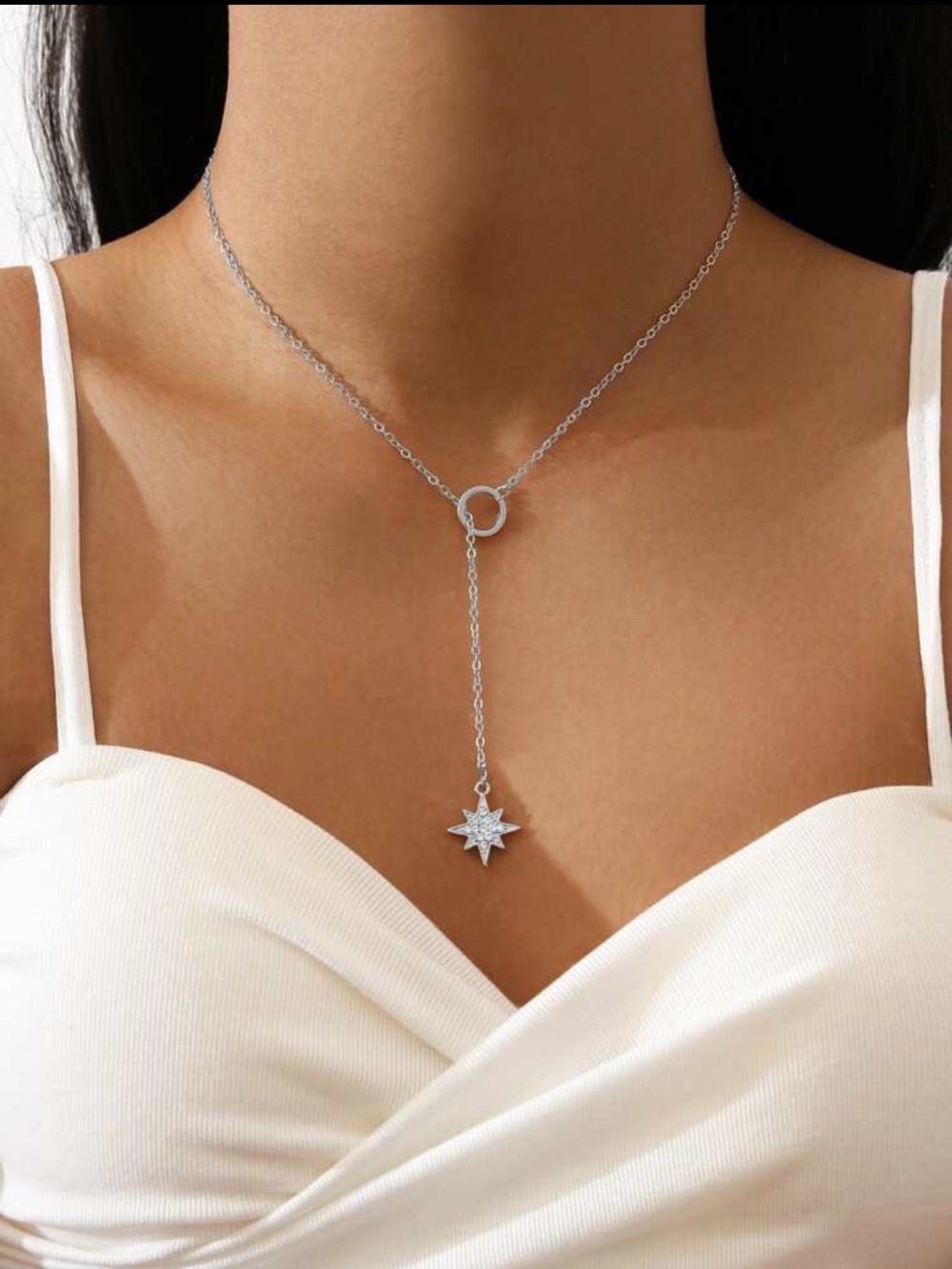 Silver lariat necklace